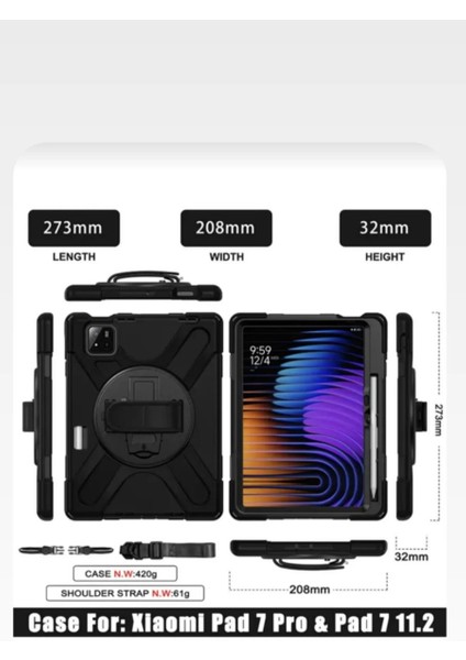 Xiaomi Mi Pad 7/ Pad 7 Pro 11.2 Inç Uyumlu Tank Zırhlı Askılı Standlı Defender Tablet Kılıfı fiyatları