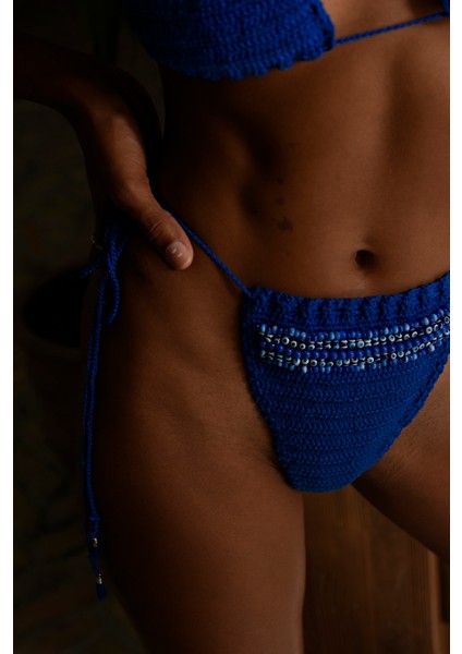 Kadın Çevre Dostu - Anti Pilling Evil Eye Bead Blue Bikini