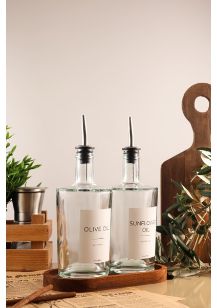 500ML Platinum Serisi Ahşap Stantlı Zeytinyağı ve Ayçiçek Yağı Şişesi fiyatları