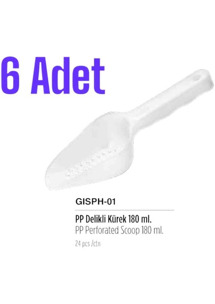 6 Adet 180 Ml,delikli,Yarı şeffaf, Polipropilen Kürek, Kuruyemiş Küreği, Zeytin Küreği, Bakliyat Küreği, Şeker Küreği, Tuz Küreği,