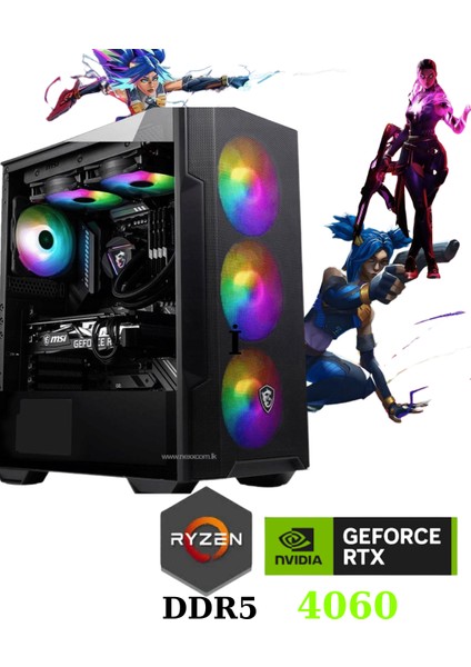 TKDEN-V19 RYZEN5-7500F 32GB Ddr5 1tb SSD RTX4060 8gb Oyuncu Masaüstü Bilgisayar