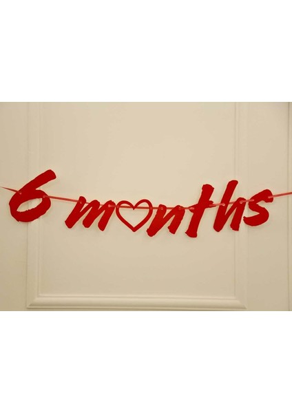 6 Months Simli Kırmızı Renk Banner Ipli Duvar Süsü Yarım Yaş Altı Ay Parti Süsü fiyatları