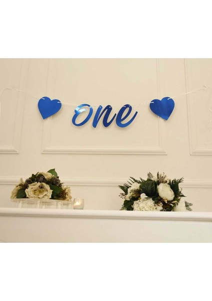 One Yazılı Metalize Mavi Renk Banner Ipli Duvar Süsü 1 Yaş Parti Süsü fırsatları