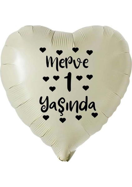 18 Inç Retro Beyaz Renk Kişiye Özel Yaşında Yazılı Kalp Folyo Balon