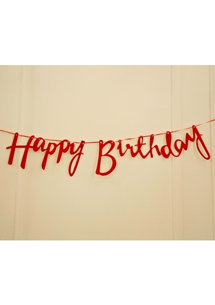 Kırmızı Simli Renkli Happy Birthday El Yazısı Banner fiyatları
