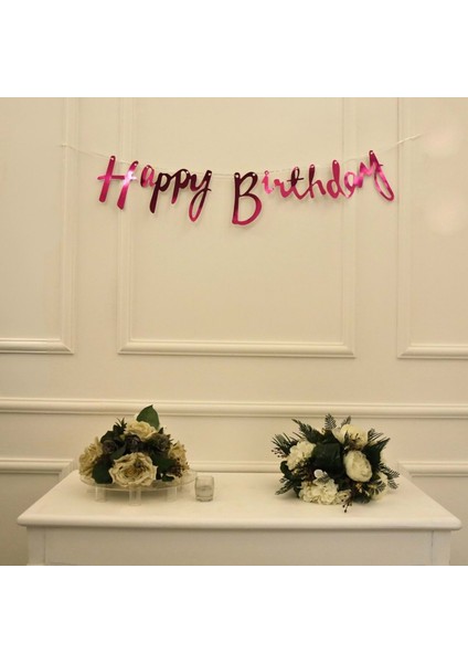 Fuşya Renkli Happy Birthday El Yazısı Banner