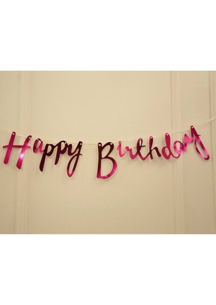 Fuşya Renkli Happy Birthday El Yazısı Banner fiyatları