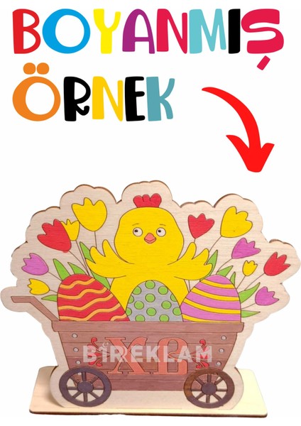 2 adet Sevimli Civciv ve Renkli Yumurtaları Ahşap Boyama Etkinlik Eğitici Montessori Çocuk Gelişim Oyuncağı