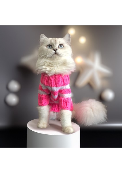 Kedi Köpek İçin Pembe Beyaz Çizgili Kazak fiyatları