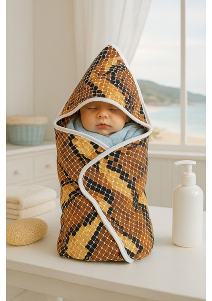 Kapşonlu Müslin Bebek Banyo Havlusu - Havlu Kundak