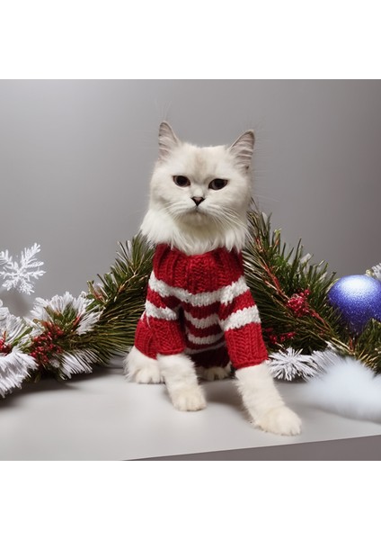 Kedi Köpek İçin Kırmızı Beyaz Çizgili Kazak fiyatları