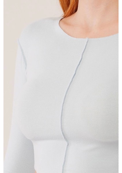 Ters Dikişli Basic Bebe Mavisi Body Bluz
