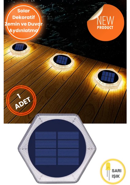 1ADET Güneş Enerjili 20LEDLI Premium Kalite Solar Dekoratif Zemin Bahçe Peyzaj Aydınlatma
