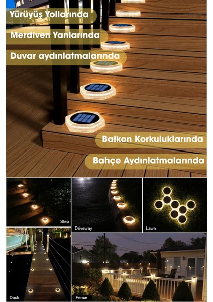1ADET Güneş Enerjili 20LEDLI Premium Kalite Solar Dekoratif Zemin Bahçe Peyzaj Aydınlatma