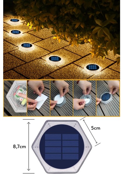 1ADET Güneş Enerjili 20LEDLI Premium Kalite Solar Dekoratif Zemin Bahçe Peyzaj Aydınlatma