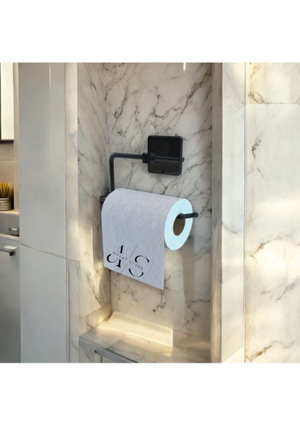 Siyah Paslanmaz Çelik Wc Kağıtlık Tuvalet Kağıtlığı Tuvalet Kağıdı Askısı Yapışkanlı Tasarım