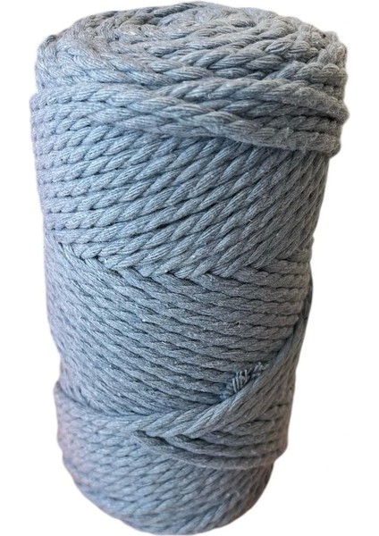 3 Büküm 4mm Makrome ipi (250GR-45M) Pamuk (1 Adet) Bebe Mavi