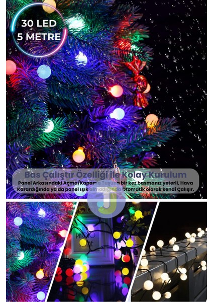 30 LED 6m Solar LED Rgb Işık Güneş Enerjili Bahçe Teras Balkon Ağaç Lambası Aydınlatma RGB Çok Renkli Işık fiyatları