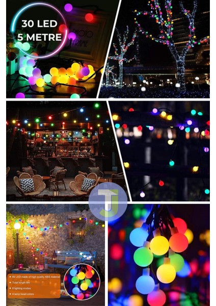 30 LED 6m Solar LED Rgb Işık Güneş Enerjili Bahçe Teras Balkon Ağaç Lambası Aydınlatma RGB Çok Renkli Işık fırsatları