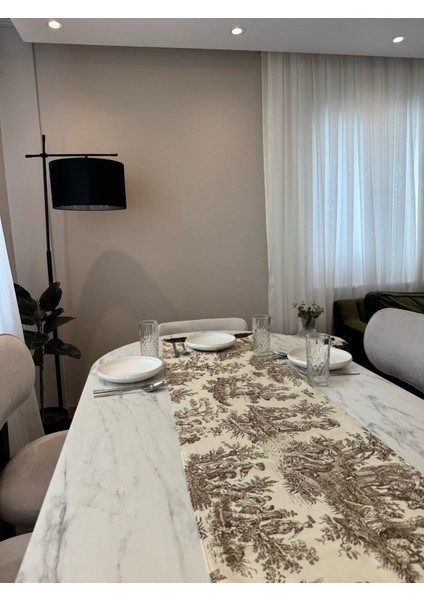 Kahverengi Püsküllü Fransız Köylüler Baskılı Keten Runner fiyatları