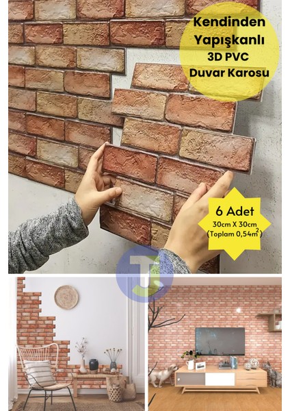30X30CM 3D Kendinden Yapışkanlı Duvar Kağıdı Kaplama Dekorasyon Mutfak 6lı Paket 0,54M2