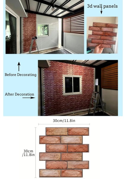 30X30CM 3D Kendinden Yapışkanlı Duvar Kağıdı Kaplama Dekorasyon Mutfak 6lı Paket 0,54M2