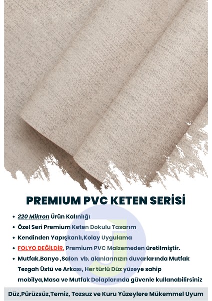 Kendinden Yapışkanlı Dokulu Keten Görünümlü Mutfak Salon Duvar Dolap Masa Kaplama 60 x 300 cm