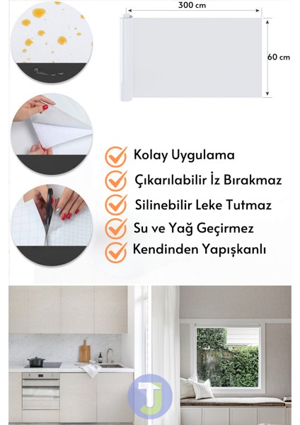 Kendinden Yapışkanlı Dokulu Keten Görünümlü Mutfak Salon Duvar Dolap Masa Kaplama 60 x 300 cm