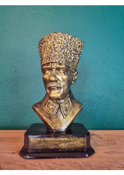 Polyester Atatürk Sözü Imzası Büstü Dekoratif Biblo