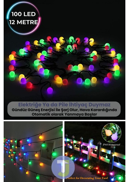 100 LED 11M Solar LED Rgb Işık Güneş Enerjili Bahçe Teras Balkon Ağaç Lambası Aydınlatma RGB Çok Renkli ışık modelleri