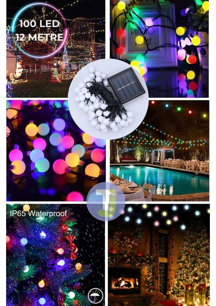 100 LED 11M Solar LED Rgb Işık Güneş Enerjili Bahçe Teras Balkon Ağaç Lambası Aydınlatma RGB Çok Renkli ışık indirimleri