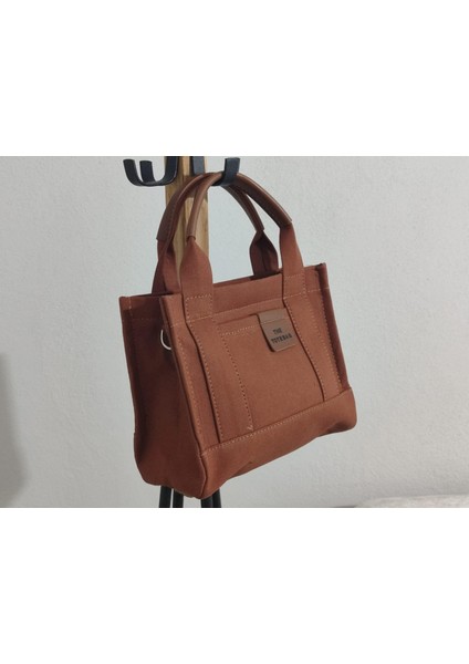 Tote Bag- Küçük Boy Kanvas Triko Kumaş Kadın El Ve Omuz Çantası fırsatları