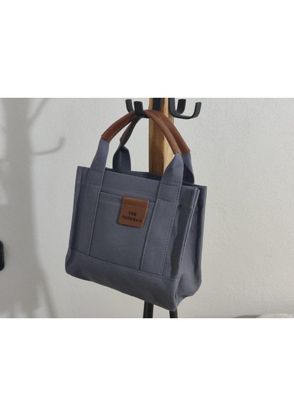 Tote Bag- Küçük Boy Kanvas Triko Kumaş Kadın El Ve Omuz Çantası fiyatları