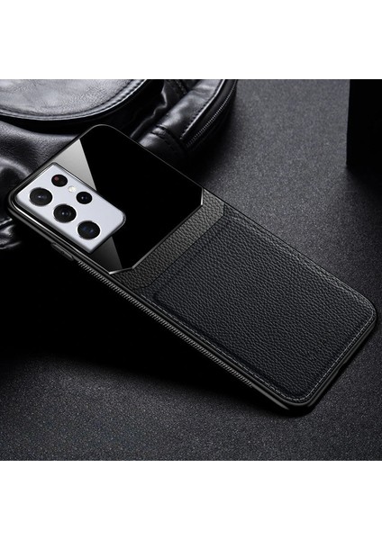 Samsung Galaxy S22 Ultra Uyumlu Zebana Lens Pu Deri Kılıf