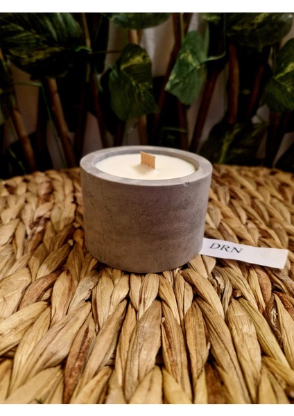 Gri Saksıda Ahşap Fitilli, Lavanta Kokulu Mum