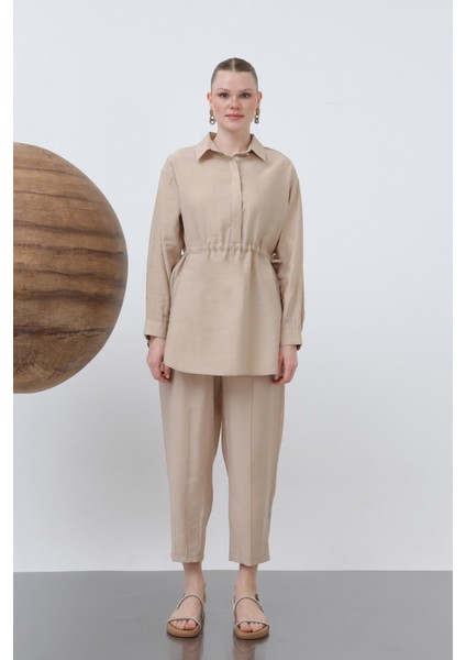 20610 Kadın Beli Büzgülü Gizli Patlı Pantolonlu Takım fiyatları