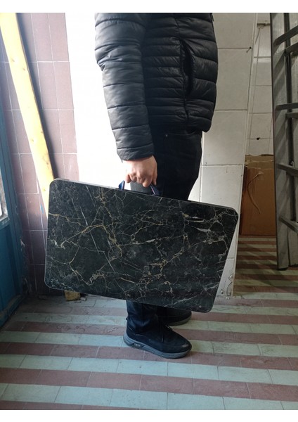 Portatif, Çok Amaçlı, Taşınabilir Kamp, Piknik, Seyehat Masası,-Mermer Desen- Ahşap Ayaklı fiyatları