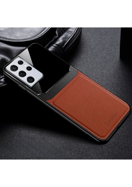 Samsung Galaxy S22 Ultra Uyumlu Zebana Lens Pu Deri Kılıf