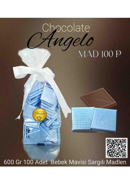Angelo 100 Lü 600 gr Bebek Mavisi Sargılı Madlen Çikolata