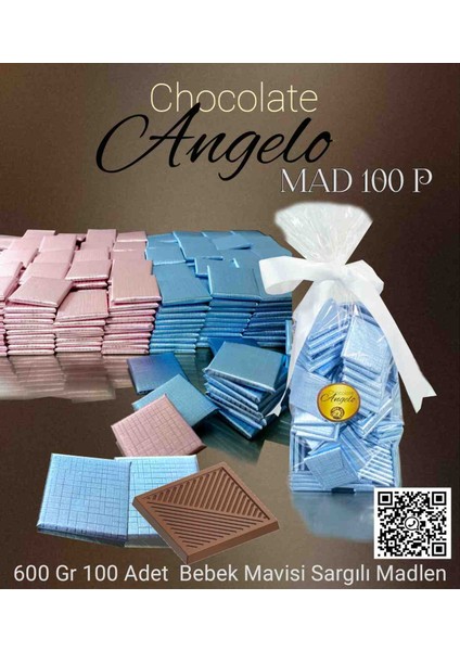 Angelo 100 Lü 600 gr Bebek Mavisi Sargılı Madlen Çikolata