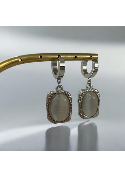 Sedef Dikdörtgen Çelik Silver Küpe fiyatları