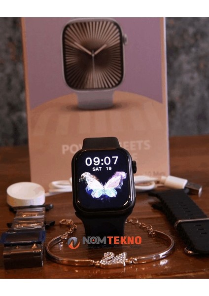 Nom Tekno / Venandin NOVA10 Mini Akıllı Saat(3 Kordon+Kuğu Bilezik)