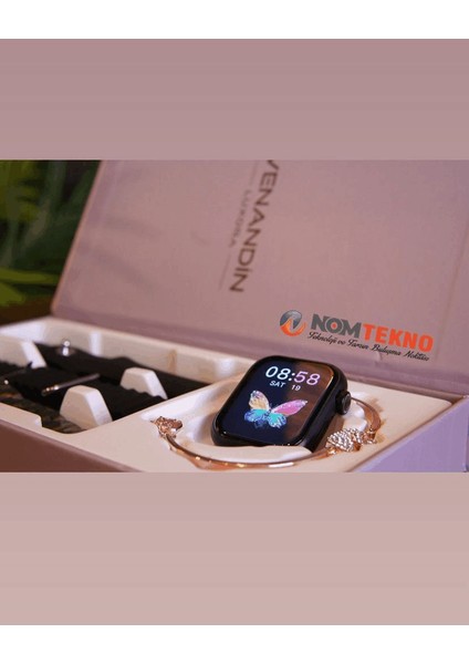 Nom Tekno / Venandin NOVA10 Mini Akıllı Saat(3 Kordon+Kuğu Bilezik)