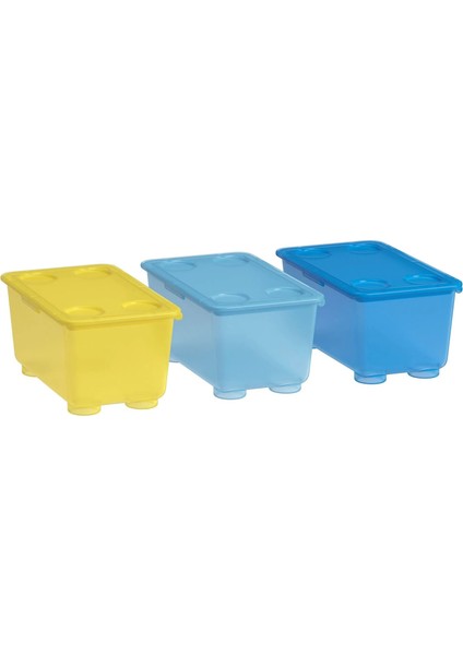 3 Adet Kapaklı Küçük Düzenleme Kutusu 17X10X8 cm Ikea 3'lü Set Saklama Kutusu Renkli Plastik Kutu Organizer