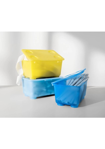 3 Adet Kapaklı Küçük Düzenleme Kutusu 17X10X8 cm Ikea 3'lü Set Saklama Kutusu Renkli Plastik Kutu Organizer