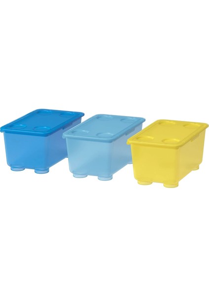 3 Adet Kapaklı Küçük Düzenleme Kutusu 17X10X8 cm Ikea 3'lü Set Saklama Kutusu Renkli Plastik Kutu Organizer