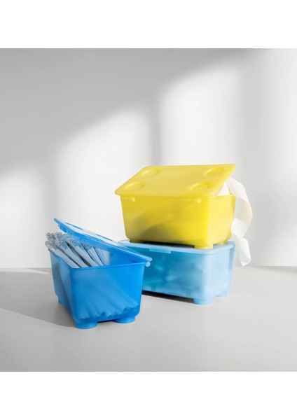 3 Adet Kapaklı Küçük Düzenleme Kutusu 17X10X8 cm Ikea 3'lü Set Saklama Kutusu Renkli Plastik Kutu Organizer