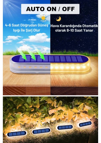1ADET Güneş Enerjili 30LEDLI Premium Kalite Solar Dekoratif Zemin Bahçe Peyzaj Aydınlatma