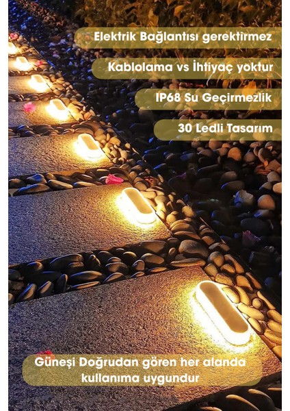 1ADET Güneş Enerjili 30LEDLI Premium Kalite Solar Dekoratif Zemin Bahçe Peyzaj Aydınlatma