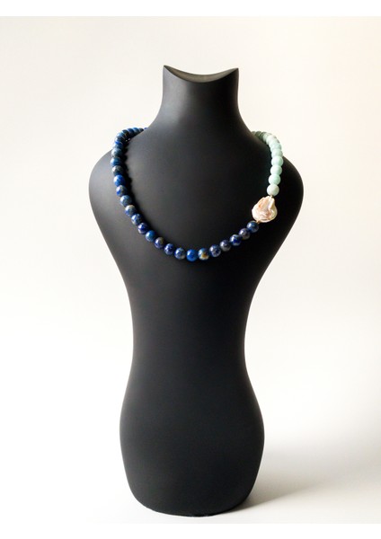 Lapis Lazuli & Amazonit & Barok İnci Kolye